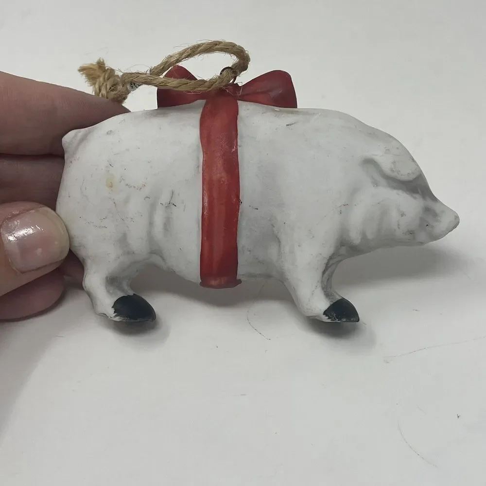 Vintage Country Farmhouse Sheep and Pig Bisque Midwest‎ Imports Taiwan Ornaments